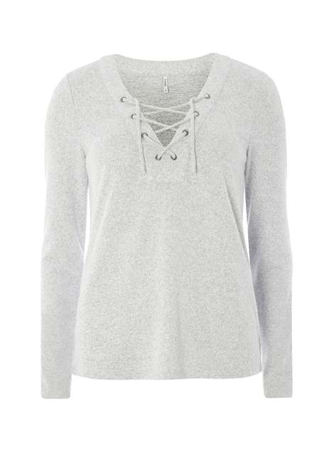 **Only Grey Lace Up Top